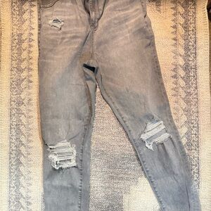 American Eagle Outfitters Gray Distressed Skinny Jeans